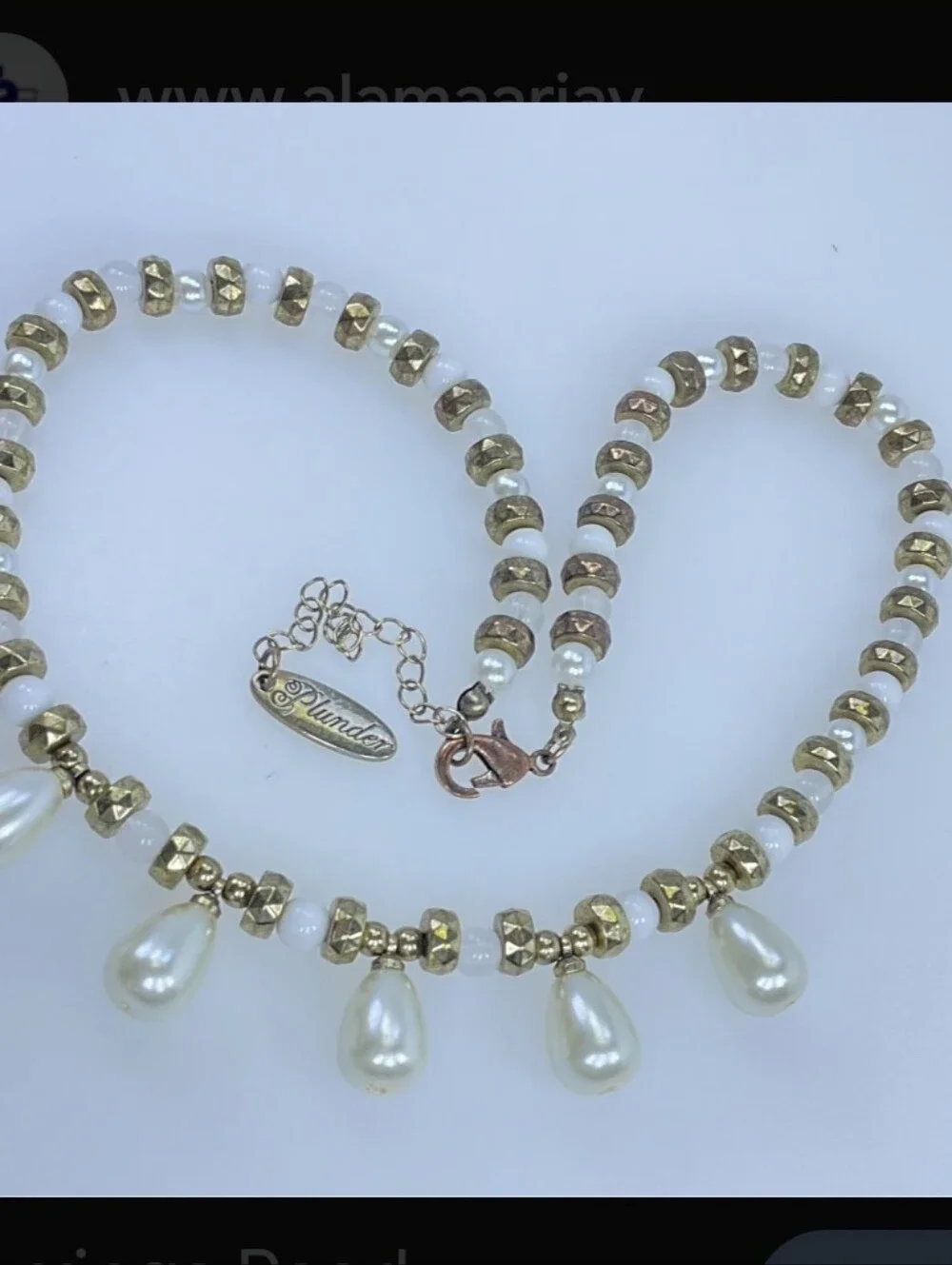PLUNDER DESIGN Gold & Pearl Teardrop Necklace - NEW